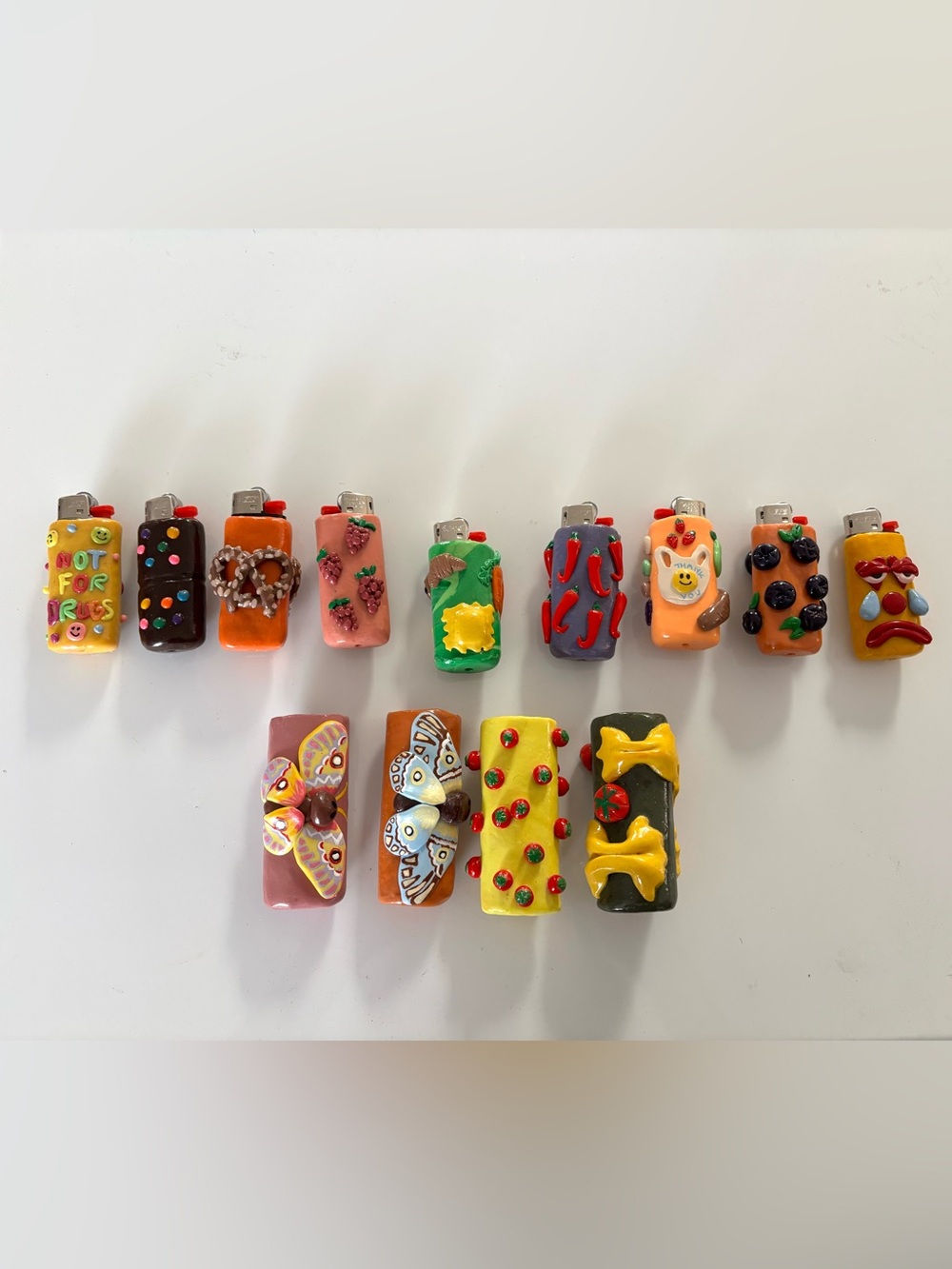 Handmade polymer clay lighter case reusable